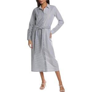 ATM Anthony Thomas Melillo Dress 0 Striped Gray Belted Midi Button Up Longsleeve